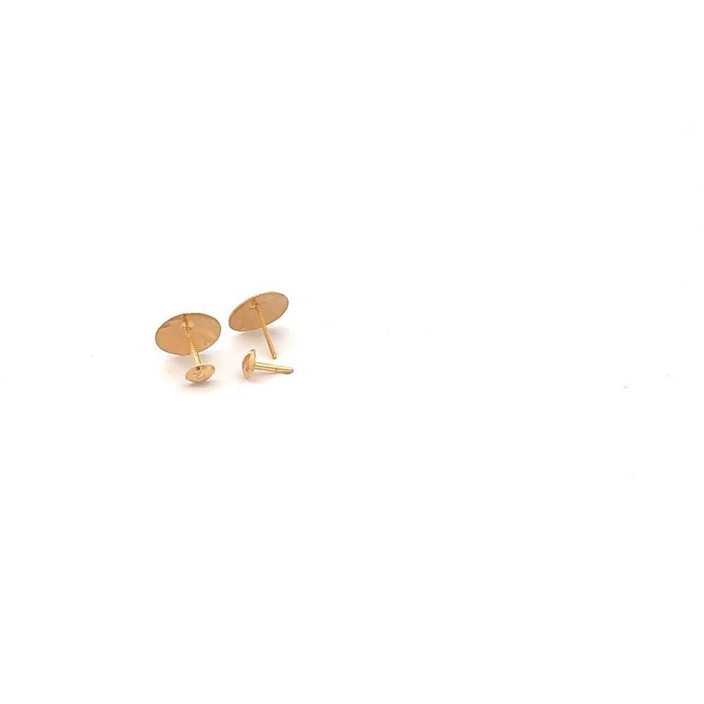 18K Gold Earrings Screw Type Two Tone Circle Round - Picture 5 of 7
